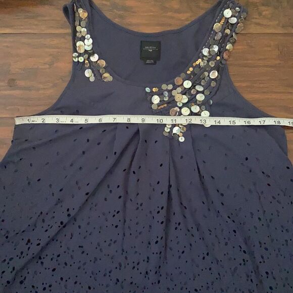 Anthropologie Deletta Blue Sprinkled Shell Detailed Top - Picture 5 of 10